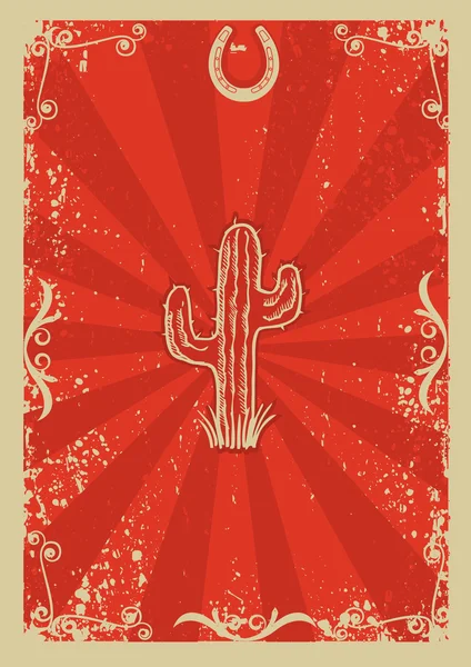 Cowboy gamla papper bakgrund för text med kaktus — Stock vektor