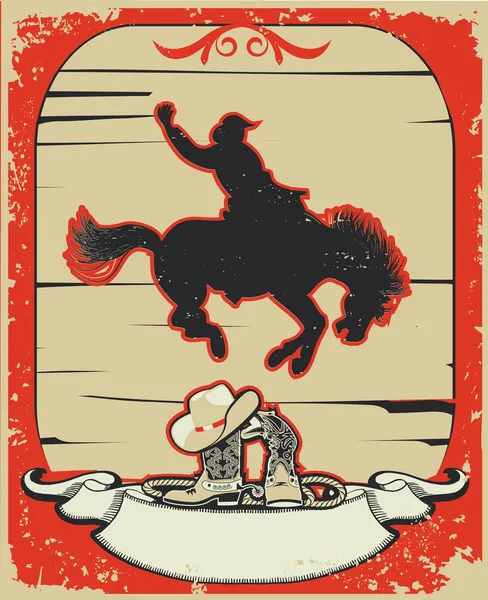 Rodeo cowboy.wild kůň race.vector grafický plakát s grunge b — Stockový vektor