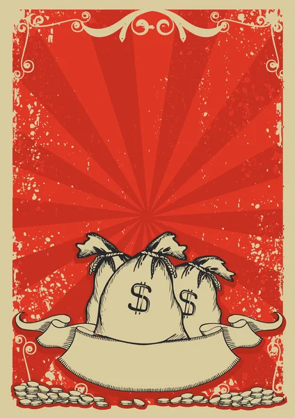 Χρήματα τσάντες .vintage γραφικό εικόνα φόντου με grunge στοιχείο — Διανυσματικό Αρχείο