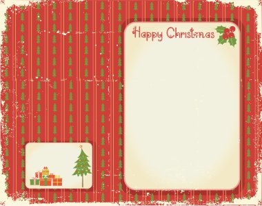 Christmas card.Vintage red green background clipart