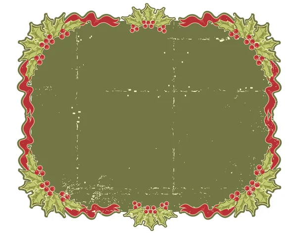 Tarjeta de Navidad vintage para el diseño con baya de acebo — Vector de stock