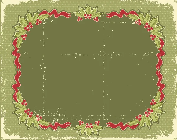 Вінтажна різдвяна листівка для дизайну з голлі ягід — стоковий вектор