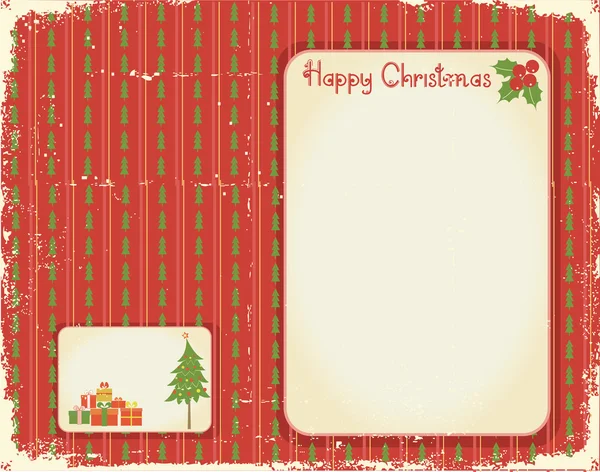 Christmas card.Vintage red green background — Stock Vector