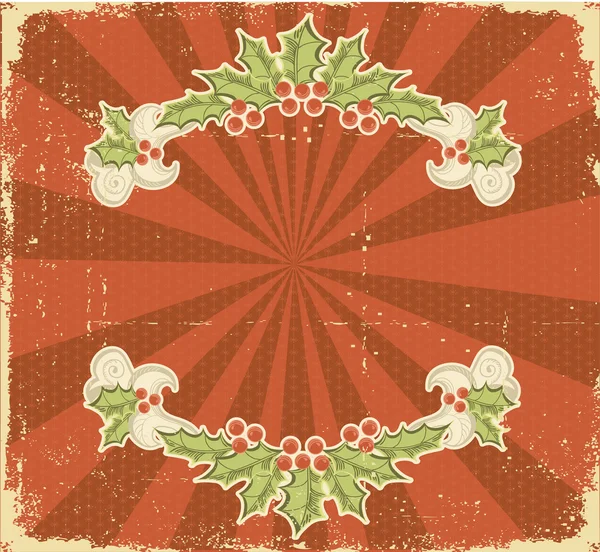 クリスマス card.vintage の背景。冬の休日のはがき — ストックベクタ
