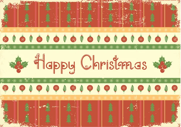 クリスマスの card.vintage 赤の緑の背景 — ストックベクタ