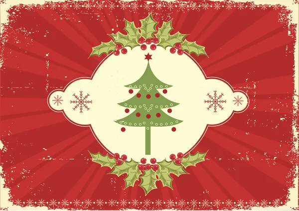 Červená ročník vánoční přání pro text — Stockový vektor