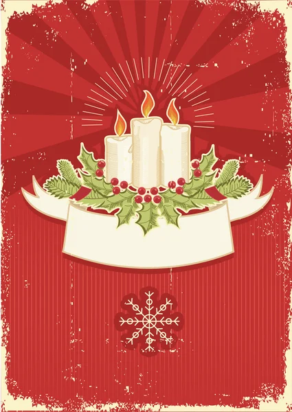 Red vintage Christmas card for text — Stock Vector