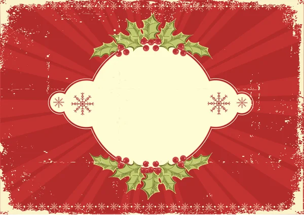 Biglietto natalizio vintage rosso per testo — Vettoriale Stock