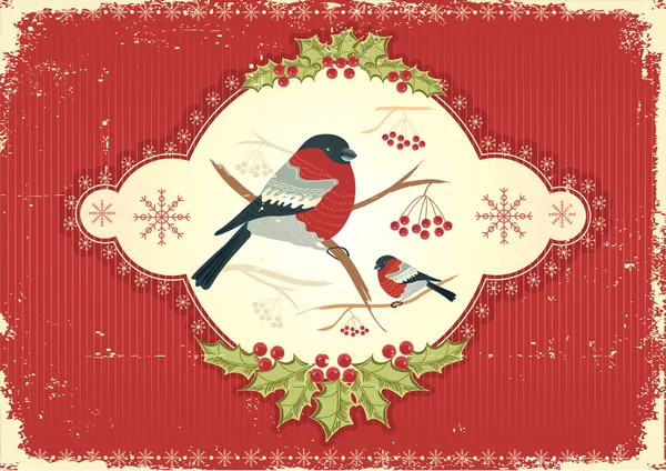 Greeting card.Vintage christmas image — Stock Vector