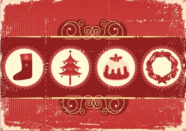 ビンテージ クリスマス背景カードの休日のため — ストックベクタ