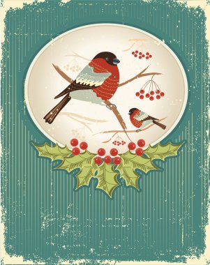 bullfinches winter.vintage Noel kartı için metin