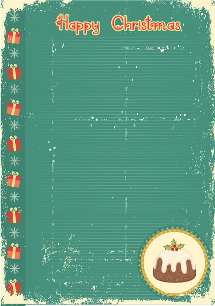 Vintage Weihnachtskarte mit Pudding für Text — Stockvektor