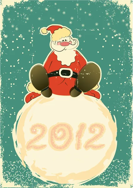 stock vector Santa Claus on snowball.Retro card for selebrate