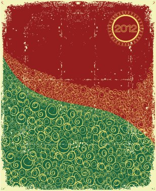 Christmas abstract on old paper texture.Vintage card clipart