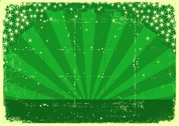 Tarjeta de Navidad verde vintage para texto o diseño en papel viejo — Vector de stock