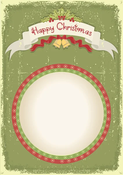 Vintage christmas card with scroll and text celebration on old p — Stock Vector