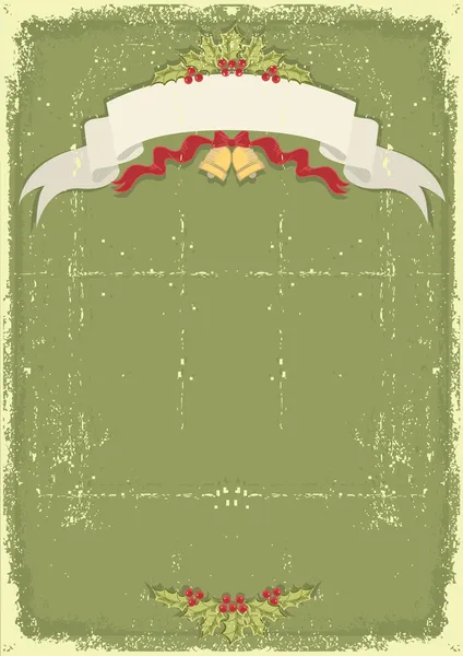 Vintage Noel kartı ile kaydırma ve metin kutlama eski p — Stok Vektör