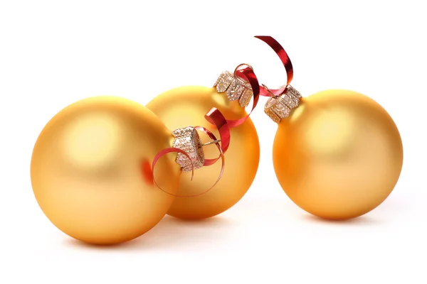 Žluté kuličky vánoční — Stock fotografie