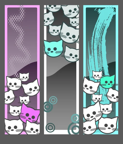 Tre banner med roliga katter — Stock vektor