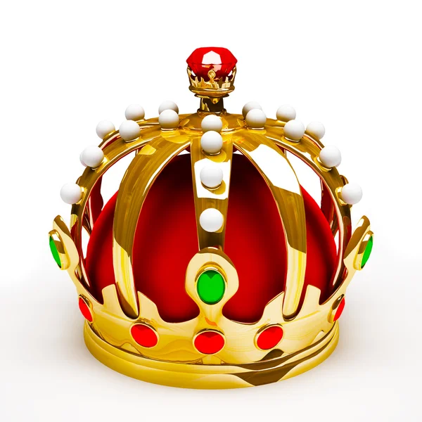 Zlatá královská koruna. 3D obrázek — Stock fotografie