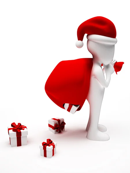 Babbo Natale con sacchetto di regali — Foto Stock