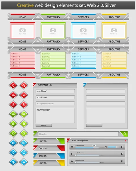 Set voor creatieve websites ontwerp elementen. — Stockvector