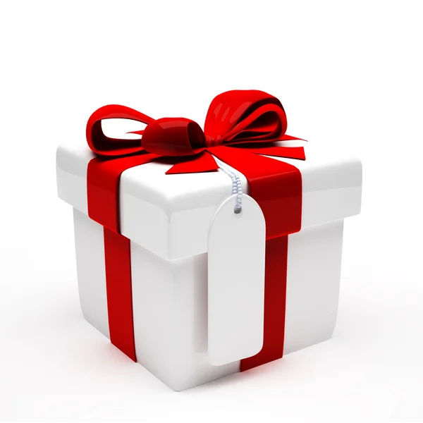 Geschenk mit roter Schleife auf weißem Hintergrund — Stockfoto