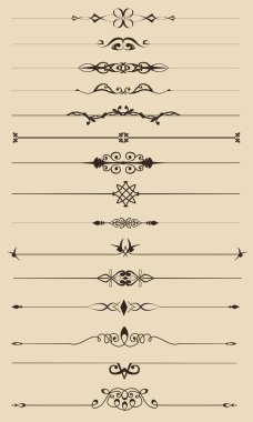 Vintage text dividers set. clipart