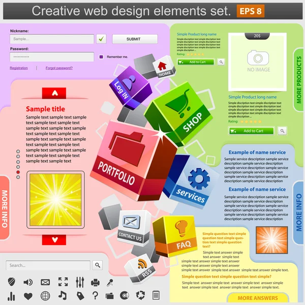 創造的な web デザインの要素を設定. — ストックベクタ