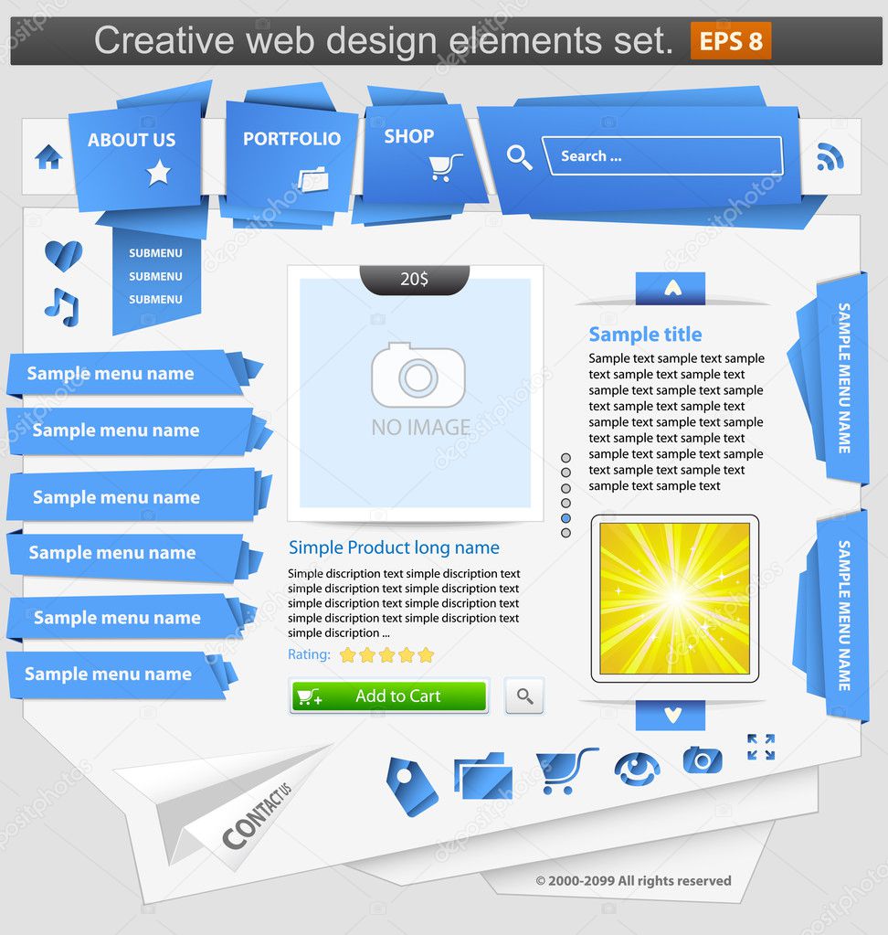 Creative web design elements set