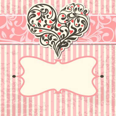 Vintage card with abstract heart clipart