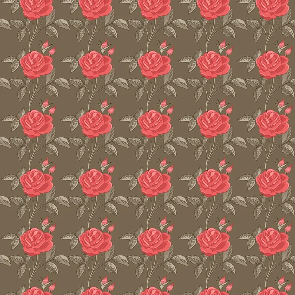 Безшовний візерунок з трояндами — стоковий вектор