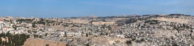 Panorama of Jerusalem with Temple Mount in the center clipart