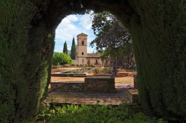 Alhambra gardens in Granada, Spain clipart