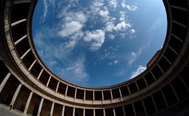 Courtyard palacio de carlos v Granada, İspanya