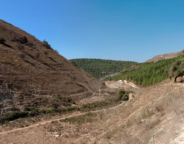 Hiking track between Mediterranean hills — Stock Photo, Image