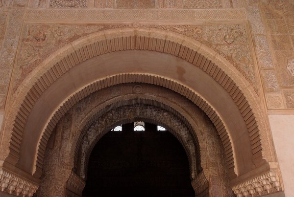 Arched doorway in Alhambra palace in Granada, Spain