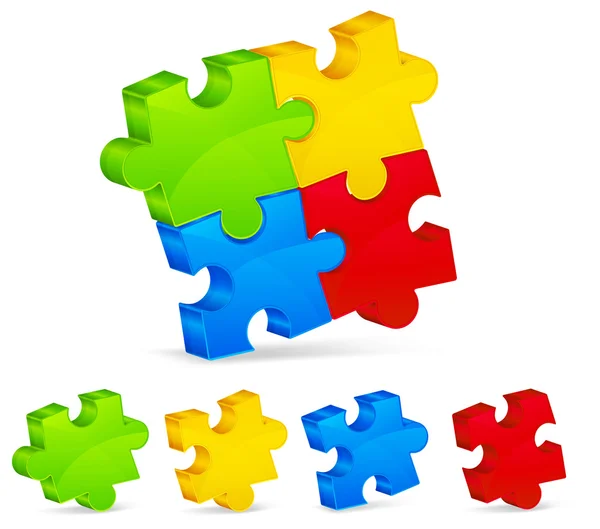 Vier kleur puzzels — Stockvector
