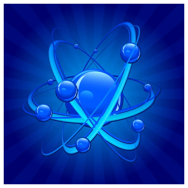 Atom biały w niebieskie — Wektor stockowy