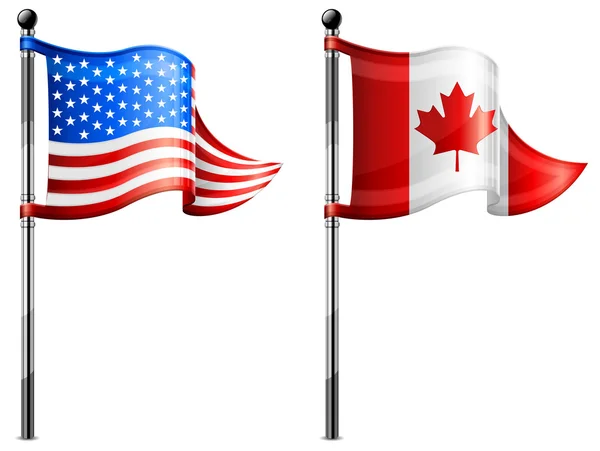 USA & Canada vlaggen — Stockvector