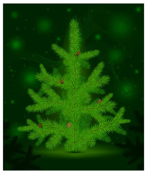 Päls-julgran på gröna — Stock vektor