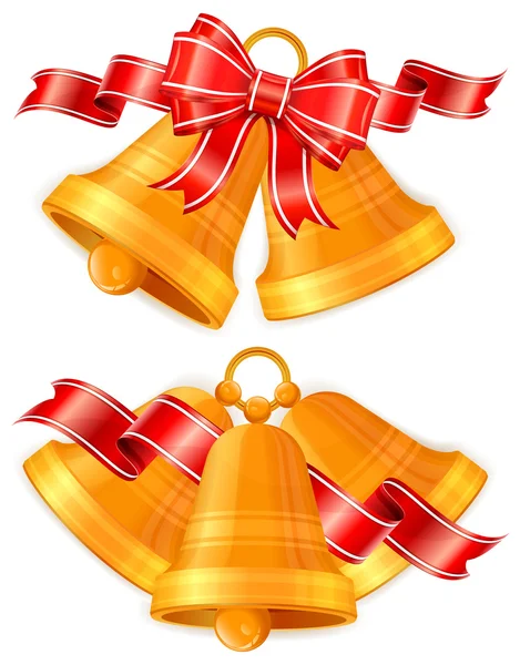 Christmas bells with bow — Stock Vector