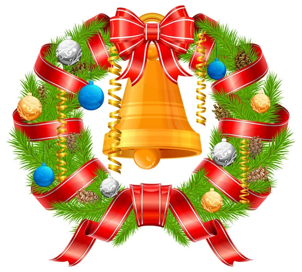 Corona de Navidad de rama de pino — Vector de stock