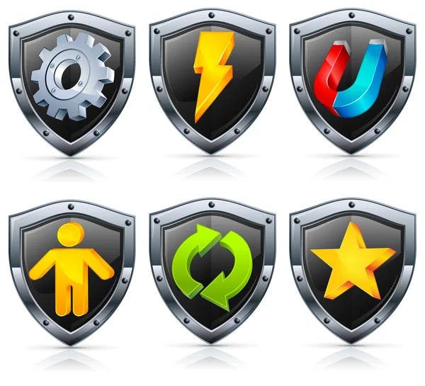 Shield security ikoner — Stock vektor