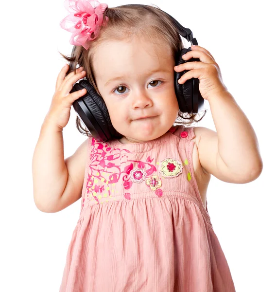 Κοριτσάκι με ακουστικά — Φωτογραφία Αρχείου