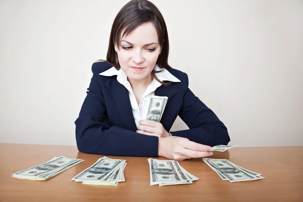 Business woman with money — Stock Photo, Image