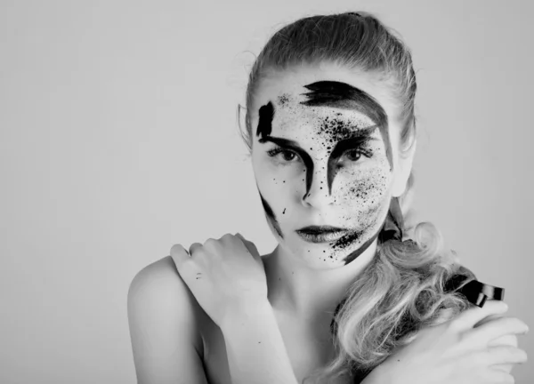 Egy nő, szokatlan make-up — Stock Fotó