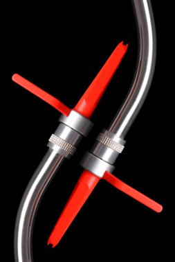 Isolated tonearms with red spherical needles clipart