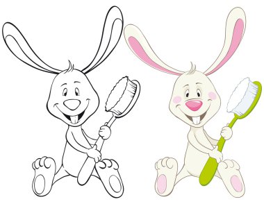 Bunny and toothbrush clipart