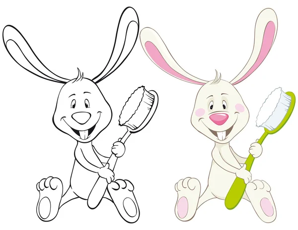 Bunny e spazzolino — Vettoriale Stock